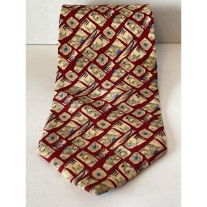 Jerry Garcia Silk Necktie Van‎ Goghs Tree Collection Red Tan Blue Abstract 57"